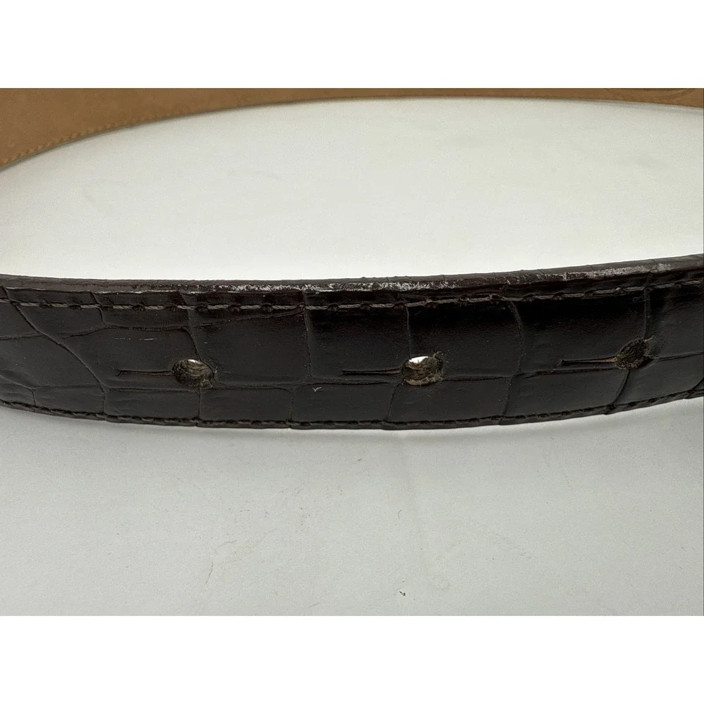 VTG‎ Talbots Leather Western Belt Brown Intricate Heart Buckle Made USA Sz M